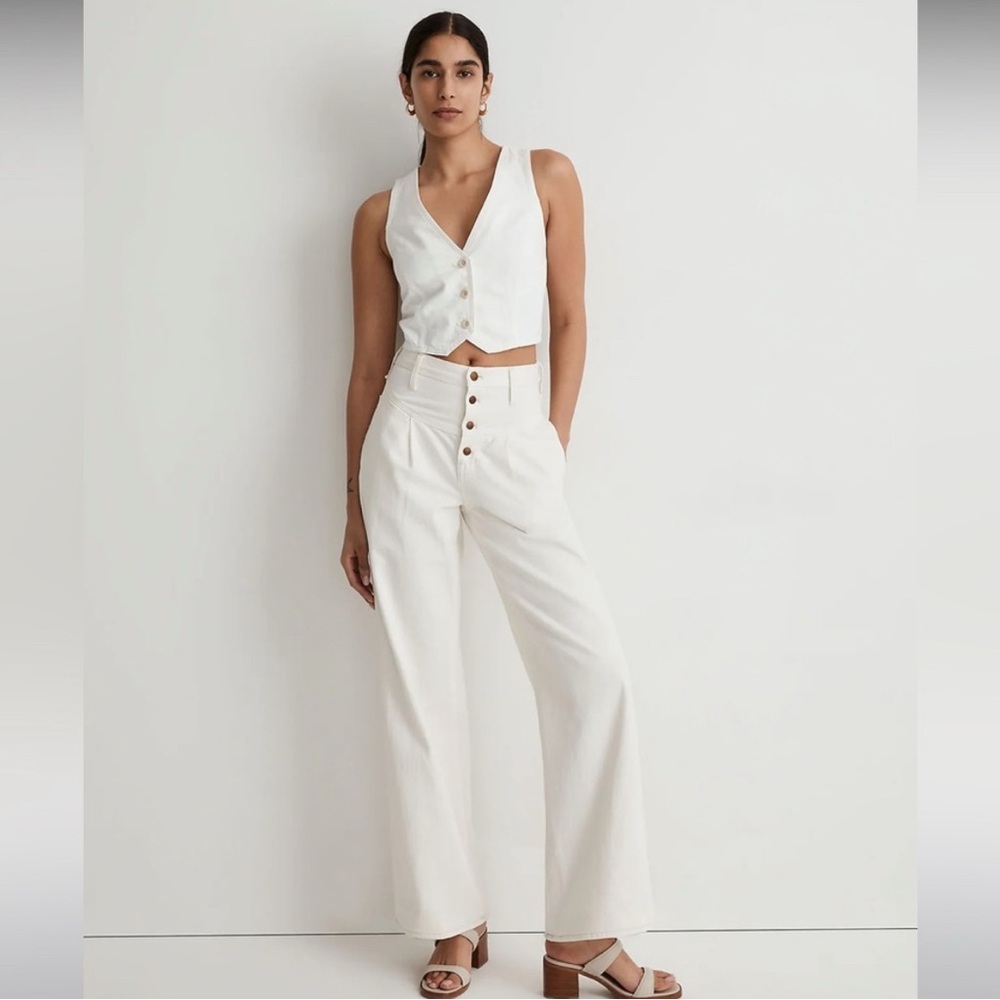 NWT Madewell super wide leg off-white pants